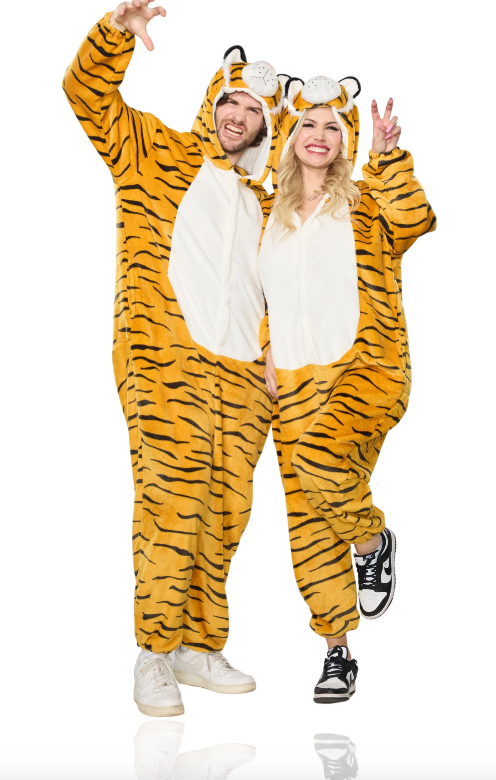 Roar in Comfort: Striped Tiger Pajama Jumpsuit