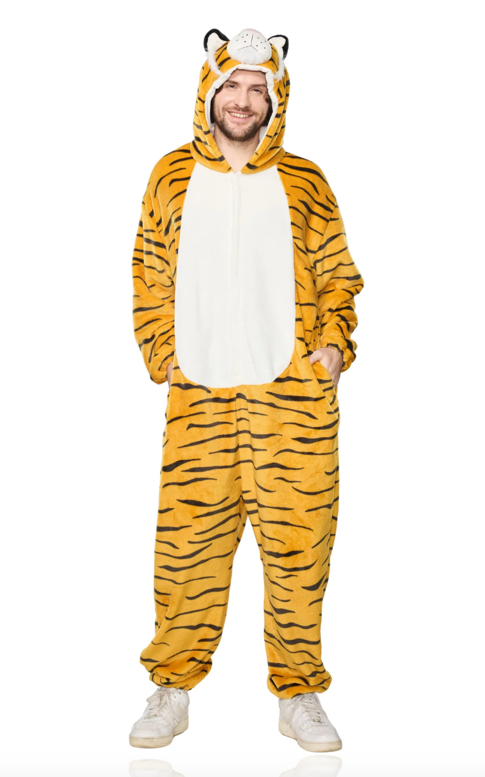 Roar in Comfort: Striped Tiger Pajama Jumpsuit