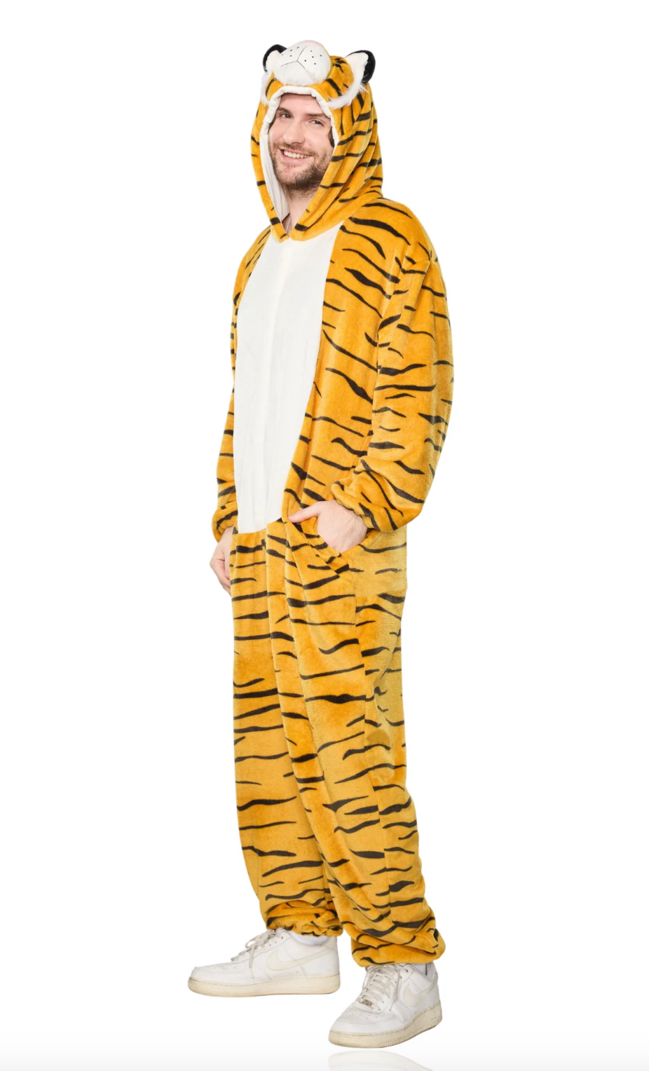 Roar in Comfort: Striped Tiger Pajama Jumpsuit