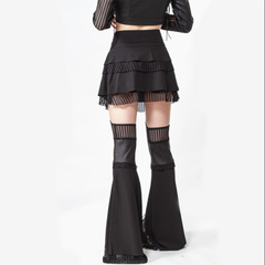 Captivating Fishnet Laced Layered Skirt & Detachable Leg Warmers