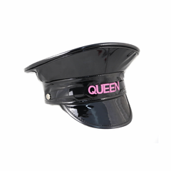 Patent Leather Police Hat with Pink Stainless Steel Letters