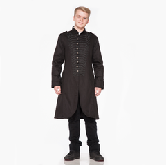 Sophisticated Military Style Men's Long Coat
