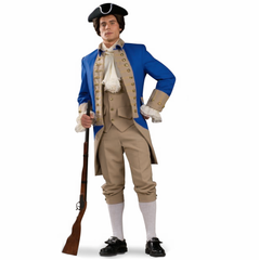 Revolutionary Tan and Blue Soldier Adult Costume
