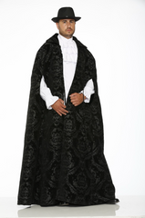 Long Black Men's Brocade Cape with Arm Holes