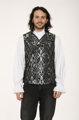 Brocade Men's Vampire Vest with Black Satin Linen