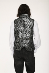 Brocade Men's Vampire Vest with Black Satin Linen