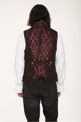 Brocade Men's Vampire Vest with Black Satin Linen