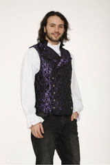 Brocade Men's Vampire Vest with Black Satin Linen