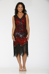 Roaring 20s Women's Red and Black Sequin Dress
