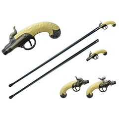 37″ Zinc Alloy Antique Pistol Grip Cane
