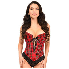 Top Drawer Red Plaid Steel Boned Lace-Up Bustier