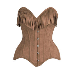 Top Drawer Fringe Suede Steel Boned Overbust Corset
