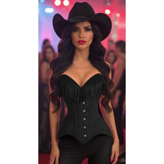 Top Drawer Fringe Suede Steel Boned Overbust Corset