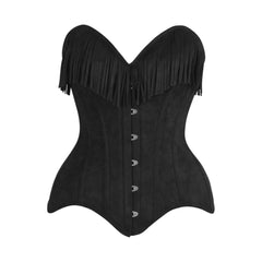 Top Drawer Fringe Suede Steel Boned Overbust Corset