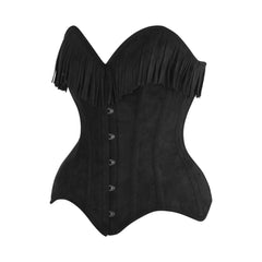 Top Drawer Fringe Suede Steel Boned Overbust Corset