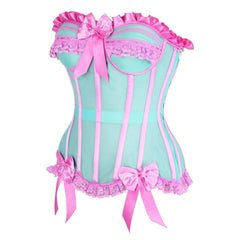 Top Drawer Steel Boned Mint and Pink Mesh Underwire Bustier Corset