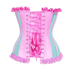 Top Drawer Steel Boned Mint and Pink Mesh Underwire Bustier Corset