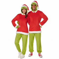 Dr. Seuss: Santa Grinch Adult Hooded Jumpsuit