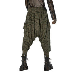Dark Green Loose Knit Baggy Distressed Trousers