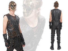 Steampunk Spiked Pleather Two-Tone Vest
