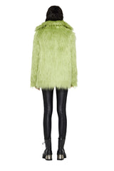 Simple Punk Green Faux Fur Coat