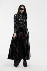 Cyberpunk Long Holographic Black Trench Coat