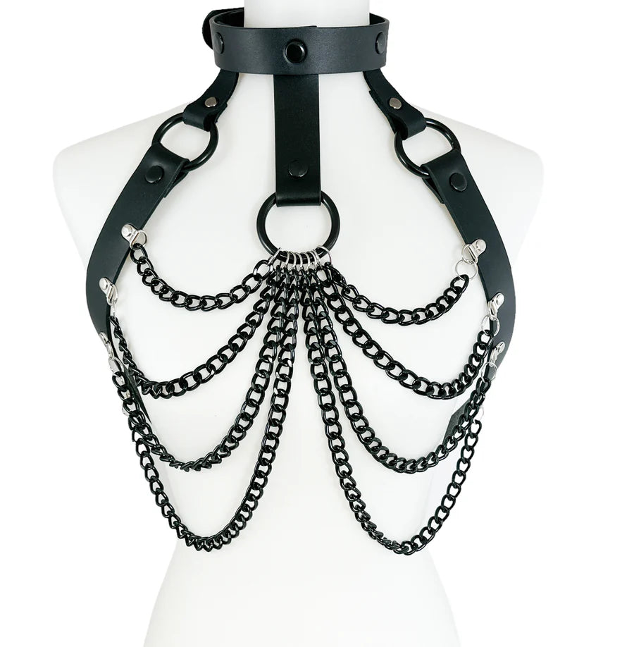 Heavy Duty Black Rib Cage Chain Harness