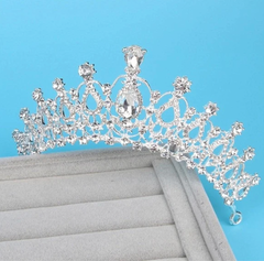 Glam Rhinestone Silver Crown Tiara