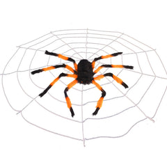 Black & Orange Scary Spider w/ Web Outdoor Decoration