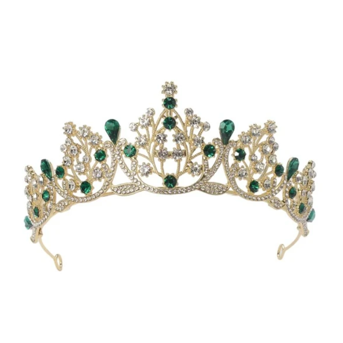 Forest Green Tiara with Small Rhinestones