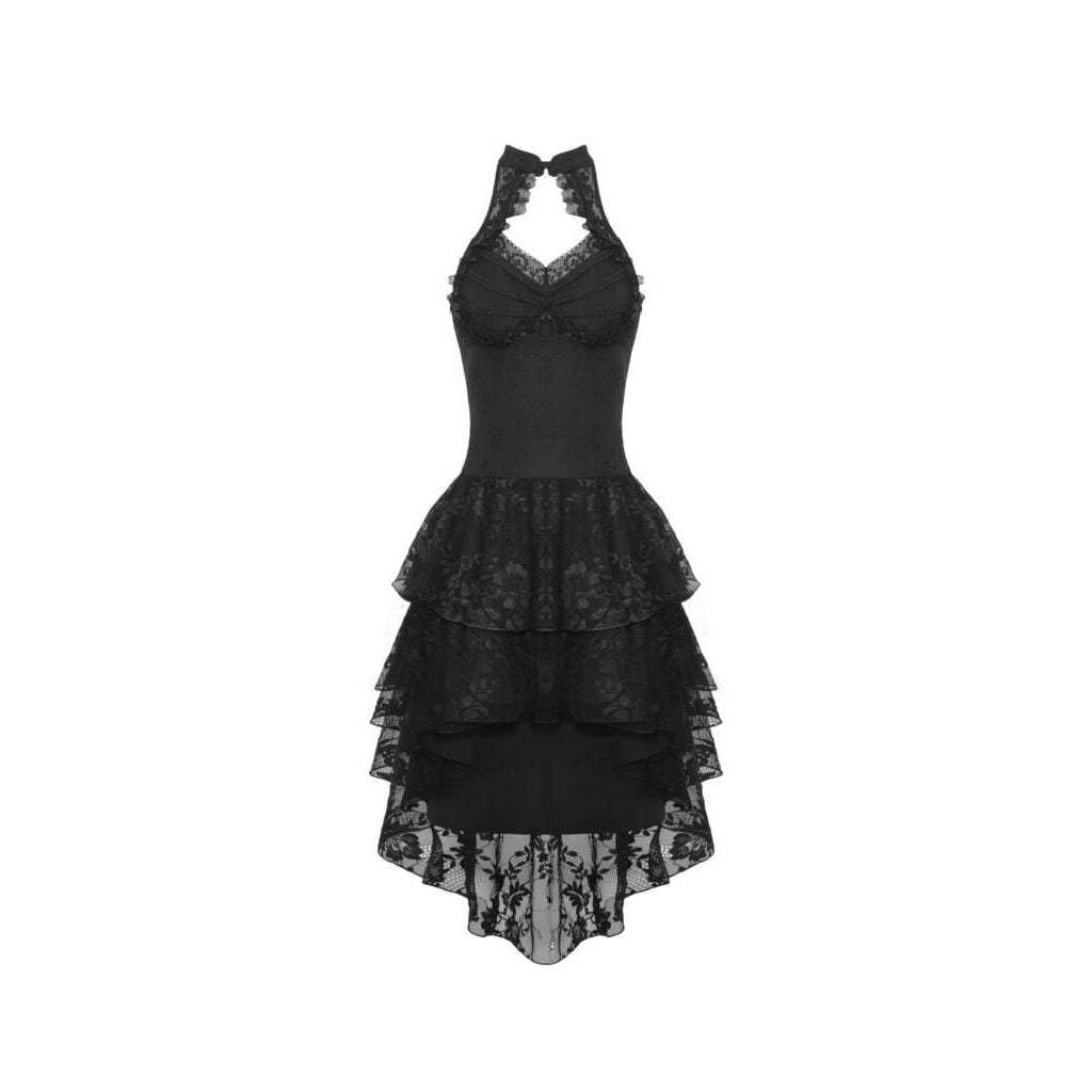 Alluring Gothic Claw Chest High Low Halter Dress