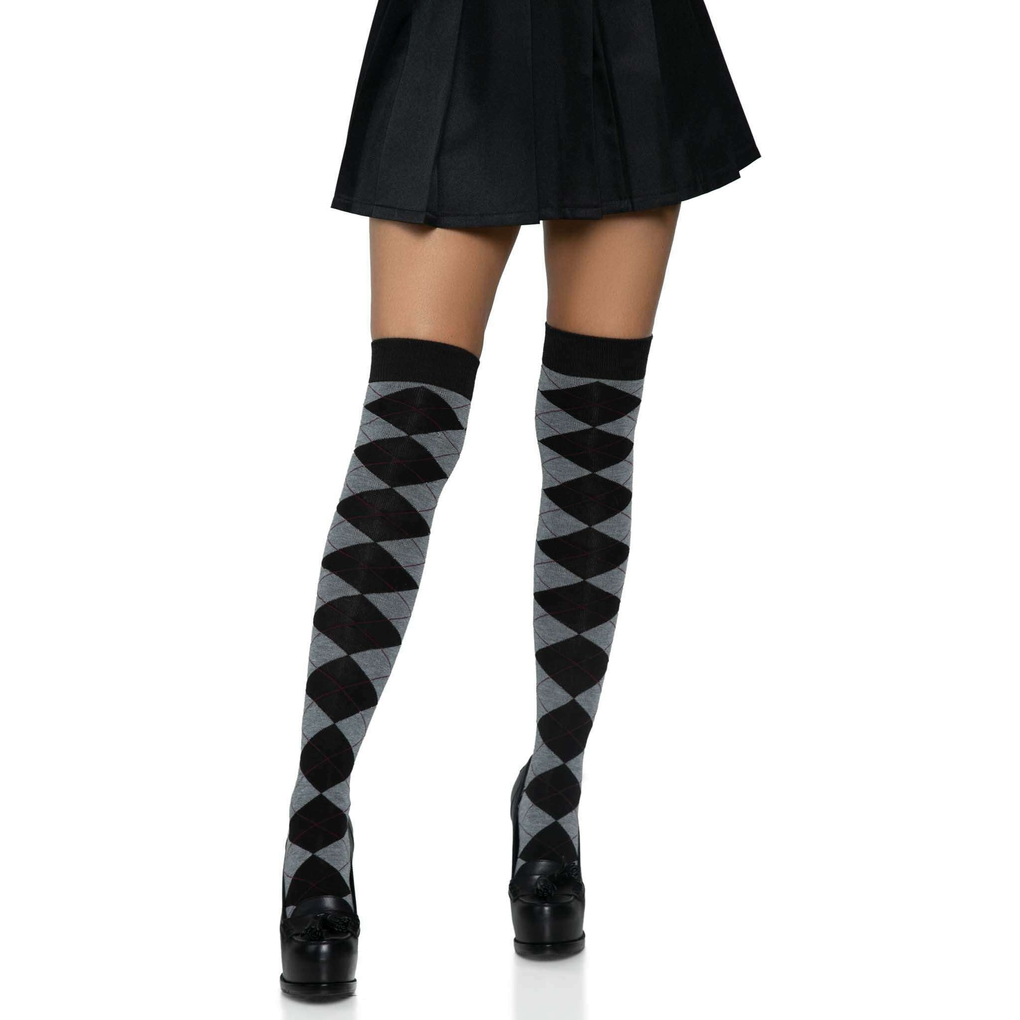 Argyle Knit Over The Knee Socks