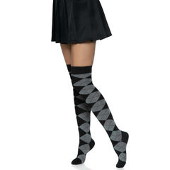 Argyle Knit Over The Knee Socks