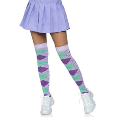 Argyle Knit Over The Knee Socks