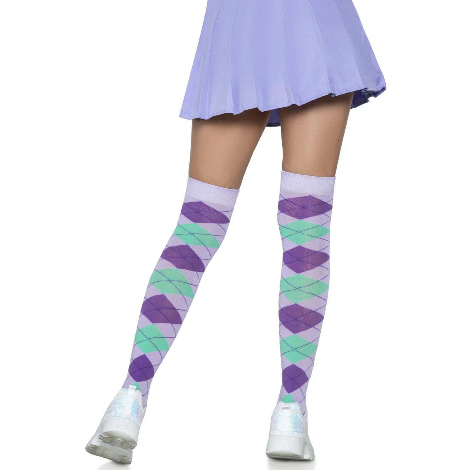 Argyle Knit Over The Knee Socks