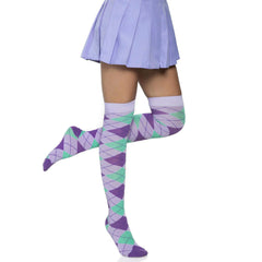 Argyle Knit Over The Knee Socks