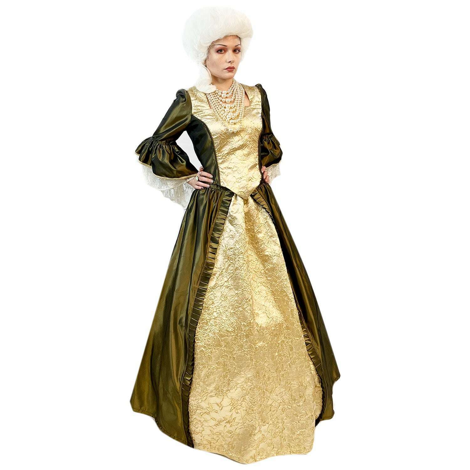 green colonial dress Authentic & Gold Women's Gown Adult Costume – AbracadabraNYC Indoor Photoshoot Dresses