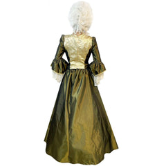 Authentic Colonial Green & Gold Women's Gown Adult Costume