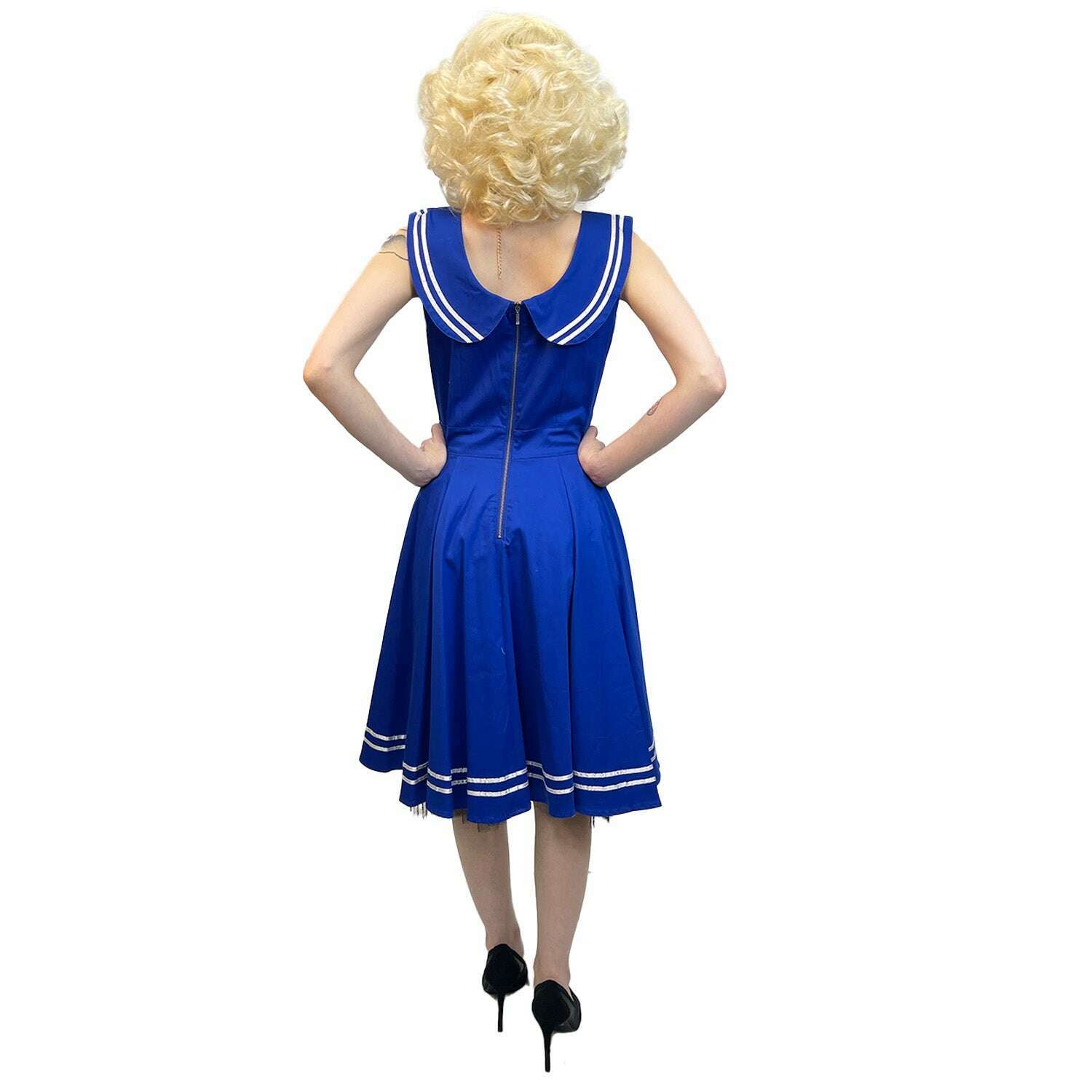 Authentic Vintage 1960s Blue Sailor Pinup Dress Women's Costume Rent / Medium Authentic Vintage 1960s Blue Sailor Pinup Dress Women's Costume Rent / Medium