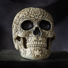 Day of the Dead Floral Resin Skull