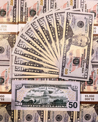 Realistic $50 Prop Money Stack - 100 Bills Per Stack