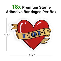 Mom Tattoo Adhesive Bandages - 18 Pack