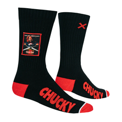Black & Red Chucky Patch Crew Length Socks