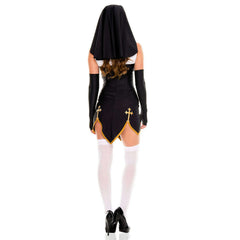 Bad Habit Black & Gold Sexy Nun Women's Costume