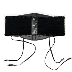 Black Leather Corset Belt with Elastic