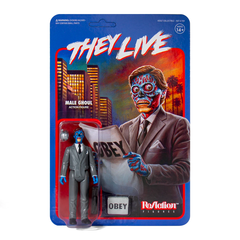 They Live: 3.75" Male Ghoul ReAction Collectible Action Figure w/ Briefcase, Newspaper, and Spy Drone