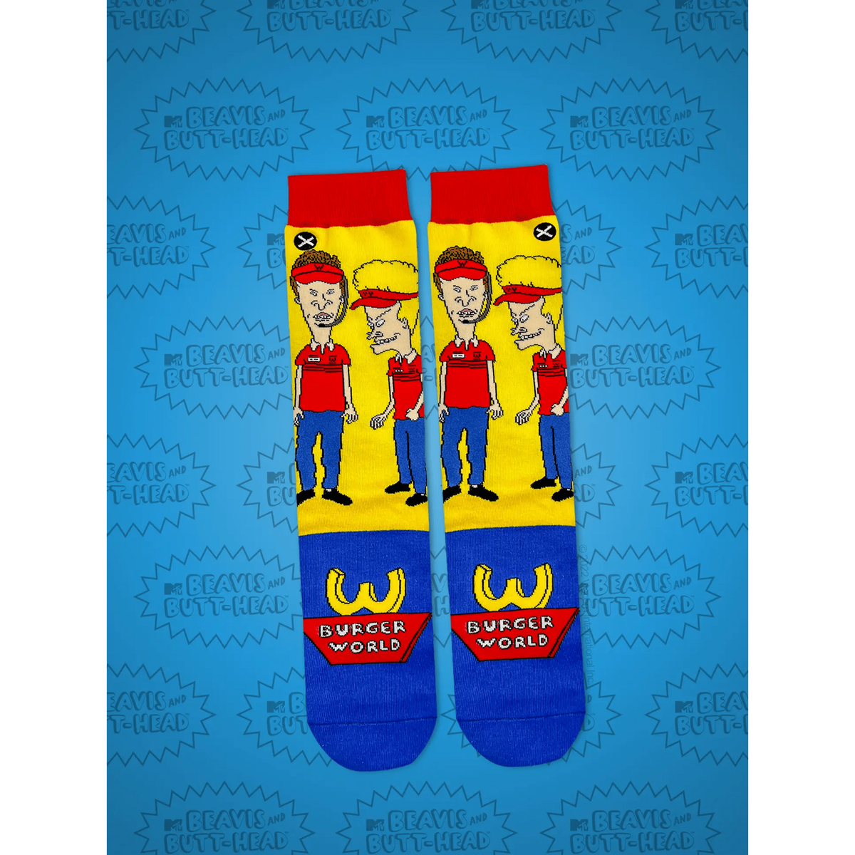 Beavis & Butthead Burger World Crew Length Socks