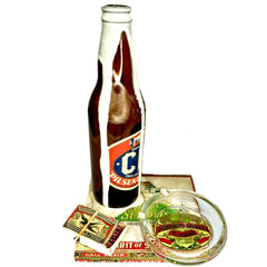 Beer Bottle with Glass Coaster Stage Prop