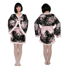 Black and Pink Floral Women's Adult Kimono