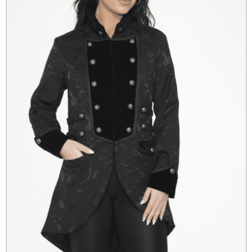 Black Brocade Pirate Women's Tailcoat